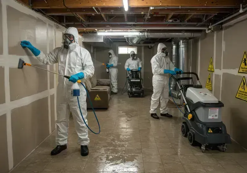 Basement Moisture Removal and Structural Drying process in City of Radford, VA